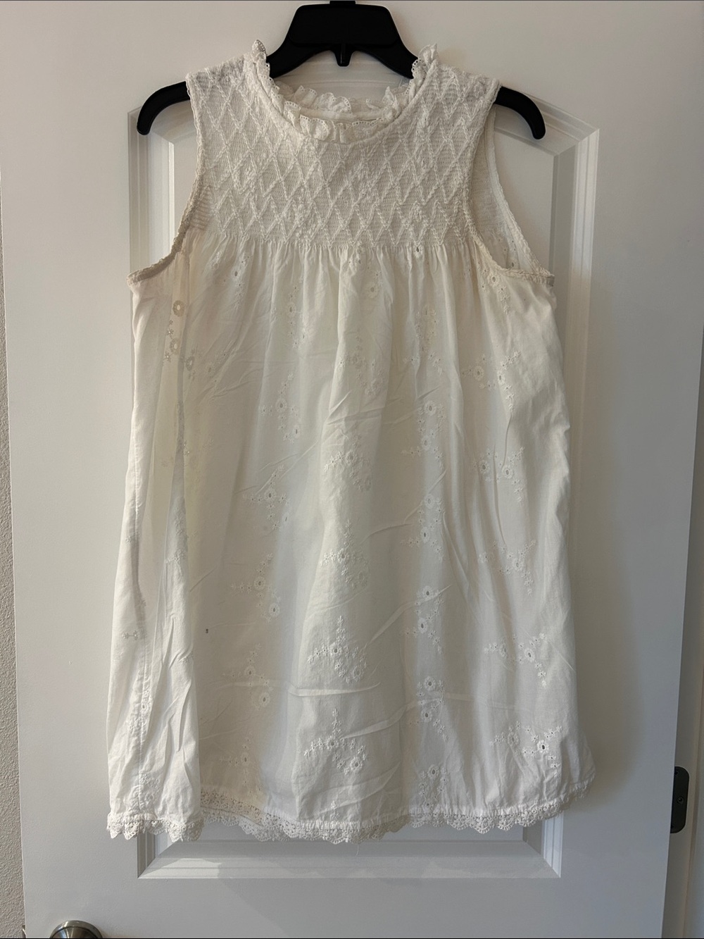 Calypso St. Barth White Eyelet Smocked Sleeveless Camisole